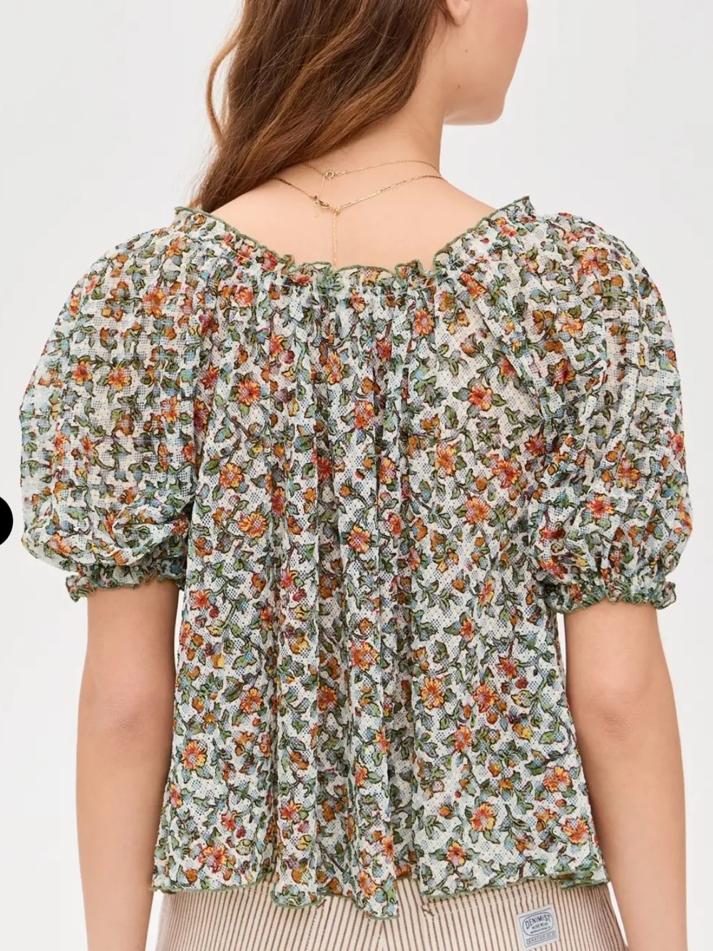 Free People Astra Peasant Top Floral Daisy Medium Summer Lightweight - Picture 8 of 8